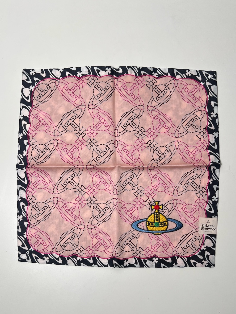 Vivienne Westwood Embroidered Orb Y2K Cotton Bandana Handkerchief Scarf - Picture 3 of 9